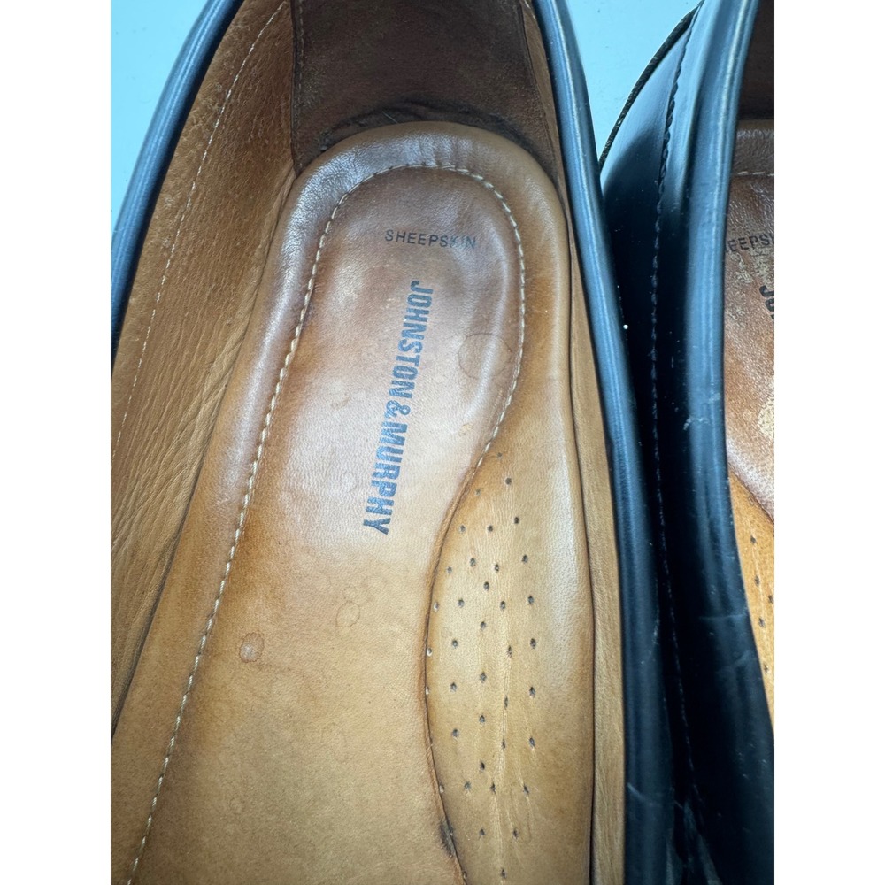 Johnston & Murphy Mens Black Leather Tassel Loafers 12 M Brazil 15-1095 - Picture 8 of 10